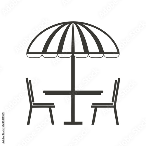 Outdoor Café Table and Chairs Vector Design.