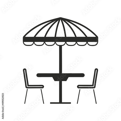 Outdoor Café Table and Chairs Vector Design.