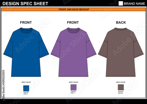 LARGE OVERSIZE CAD EDITABLE FLAT TECHKNICAL FASHION SKETCH VECTOR MOCKUP