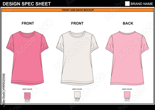 PREIMUM LOOK SHORT SLEEVE CAD EDITABLE FLAT TECHKNICAL FASHION SKETCH VECTOR MOCKUP
