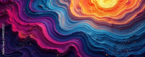 Saturated colors, swirling patterns, rough surface, art, bold