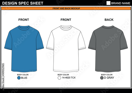 TREDNY OVERSIZE T SHIRT CAD EDITABLE FLAT TECHKNICAL FASHION SKETCH VECTOR MOCKUP