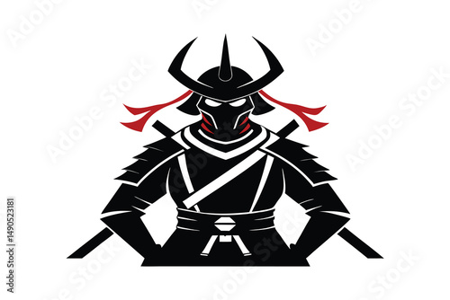 Samurai Silhouette vector isolated on white background