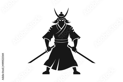 Samurai Silhouette vector isolated on white background