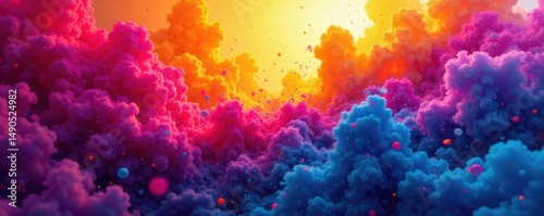 Vibrant abstract shapes clashing in dynamic color interplay , illustration, bold, style