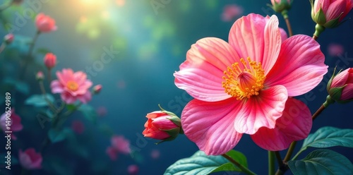 Vibrant blooms, loose brushstrokes, soft edges, floral, arrangement, fresh