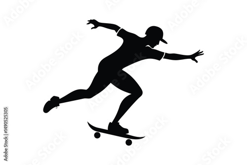 skateboarding ride isolated on a white background