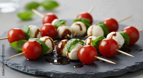 Caprese Skewers with Cherry Tomatoes and Mozzarella

