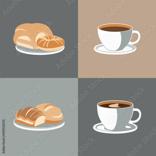 Fresh bakery breakfast with assorted pastries and warm bread on rustic wooden table