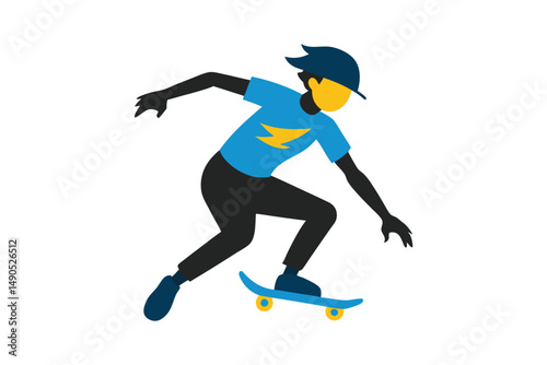 Boy on skateboard jumping vector illustration