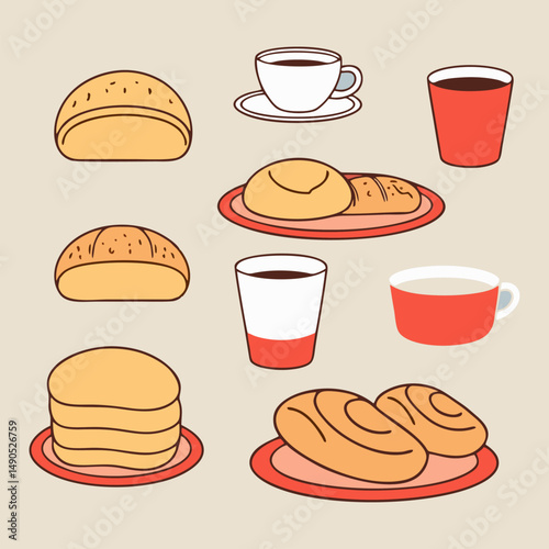 Homemade bakery breakfast with golden pastries and soft bread in natural morning light