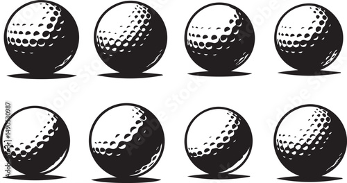Golf Ball - Black and White Close-up Icon isolated on three-dimensional vector illustration vector	