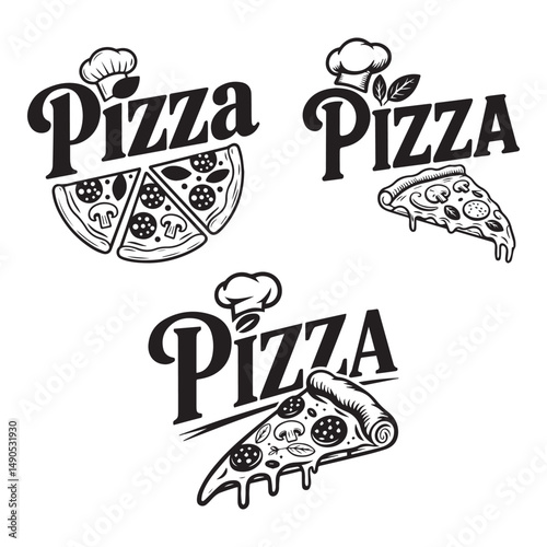 Vintage Pizza Logo Designs – Hand-Drawn Retro Style Vector Set