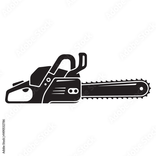 Chainsaw vector illustration, Chainsaw silhouette or vector icon with transparent. with white background