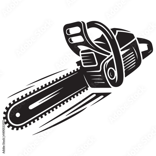 Chainsaw vector illustration, Chainsaw silhouette or vector icon with transparent. with white background