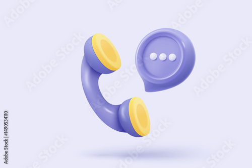 3d realistic call phone and bubble talk icon signs speech. speak with service support hotline and call center. 3d contact customer buttons vector render illustration