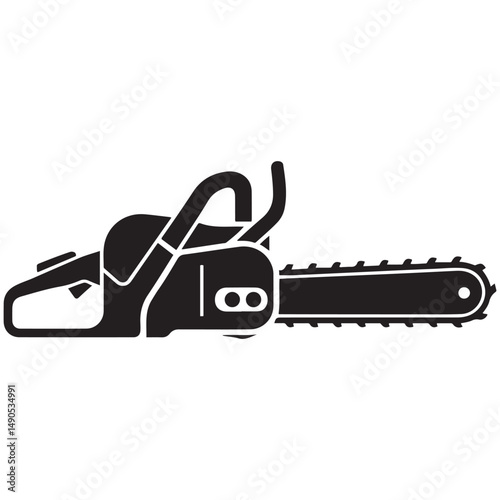 Chainsaw vector illustration, Chainsaw silhouette or vector icon with transparent. with white background