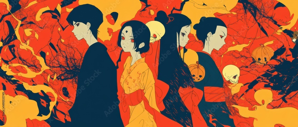 Fototapeta premium Abstract illustration of cultural figures.