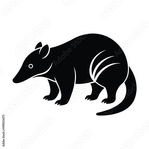 Solenodon Sniffing Long Vector Silhouette