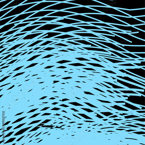 Abstract Blue Wave Lines on Black Background
