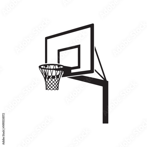Line art illustration of a basketball hoop and net, perfect for sports, basketball, and athletics-themed designs or projects.