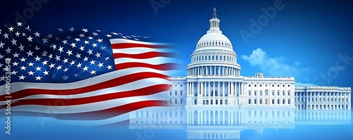 Wallpaper Mural US flag, Capitol building, Washington DC, patriotic Torontodigital.ca