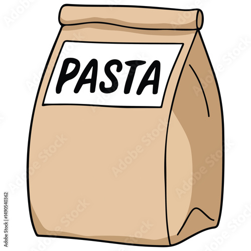 Cartoon penne pasta box isolated vector illustration