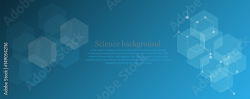 Abstract of polygon or hexagonal pattern medical and science technology innovation concept on blue background vector graphic design.