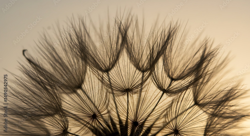 Obraz premium Close-up of Dandelion Seed Head Against Soft Sky