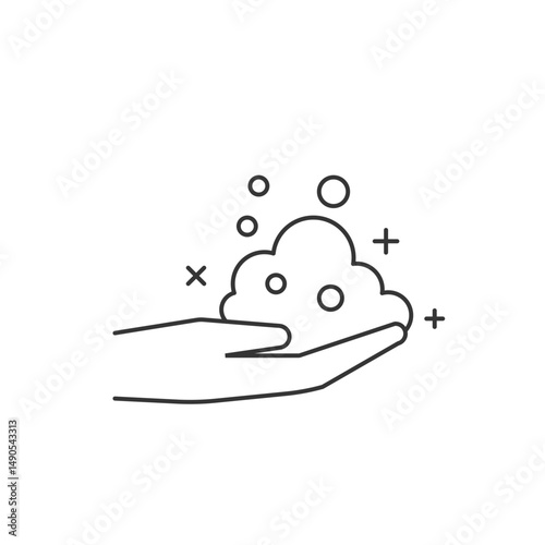 Washing hand icon outline style. Hygiene icon for company