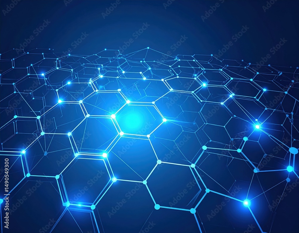 Fototapeta premium Abstract Blue Hexagon Network Design