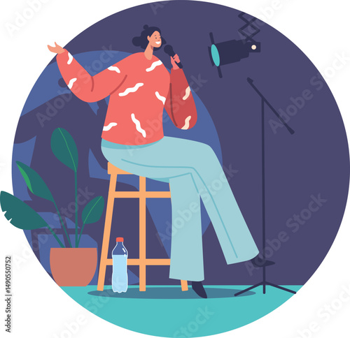 Man standup artist with microphone