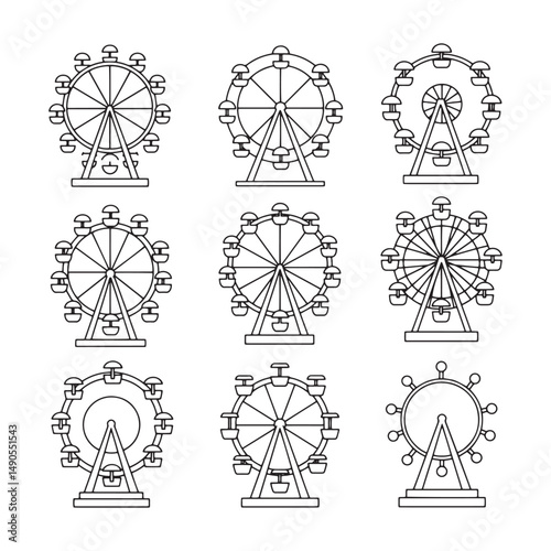 Vibrant amusement ride illustration featuring creative Ferris wheel perspectives