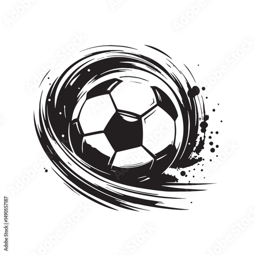 Soccer (Football) Silhouette line art vector illustration on white background