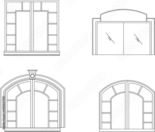 vector sketch illustration silhouette design of balcony window with pergola for classical elements vintage