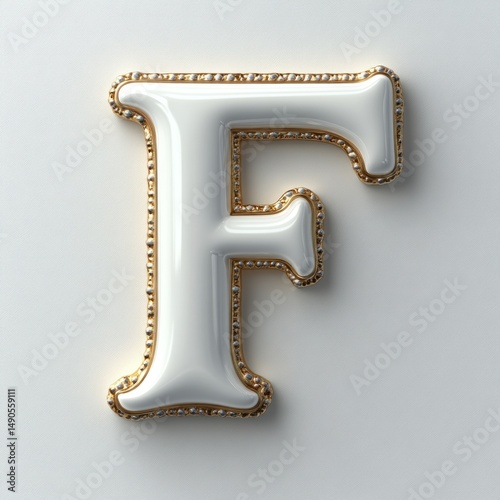 Elegant White and Gold Letter F