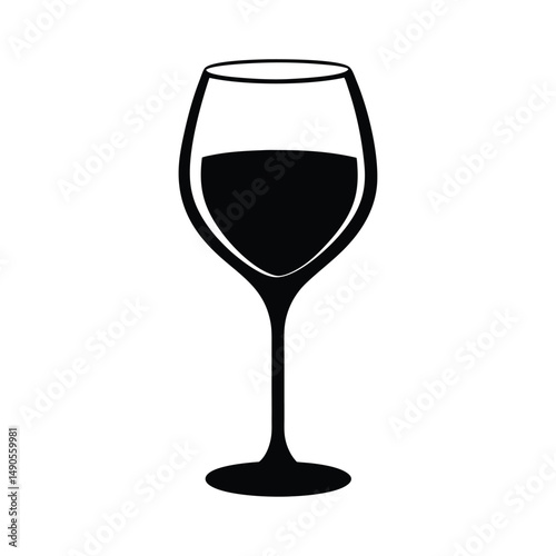 Wine Glass Elegant Stem Vector Silhouette