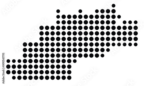 Symbol Map Of the County Logan (Arkansas, US) showing the County with a few black dots