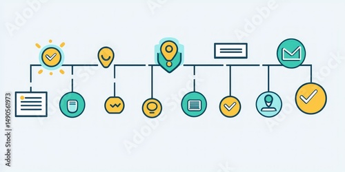Customer experience workflow showing review icons Stock photo