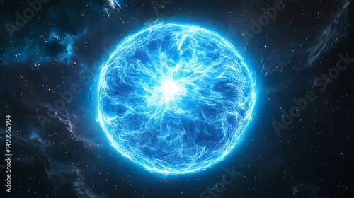 Electrifying nebula in cosmic expanse glows with radiant energy patterns