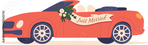 Just married car vector illustration
