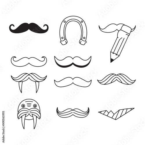 Playful mustache artwork featuring unique curling dynamics
