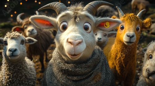 Adorable Animated Goat and Sheep Friends