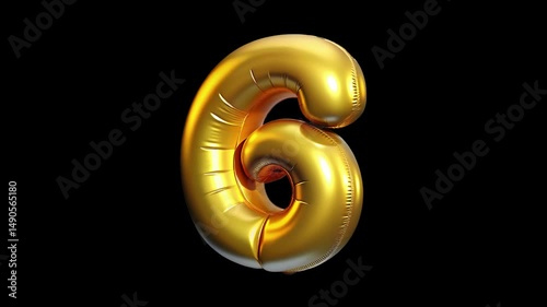 Countdown of 10 to 1, 3d golden balloon number animation on a black screen.