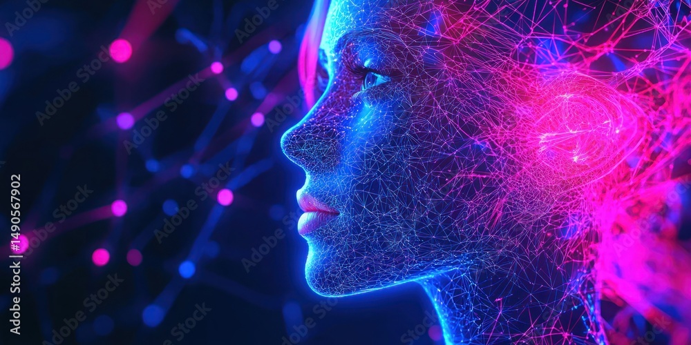 Obraz premium 3D neon panel for emotional feedback, high-contrast visuals