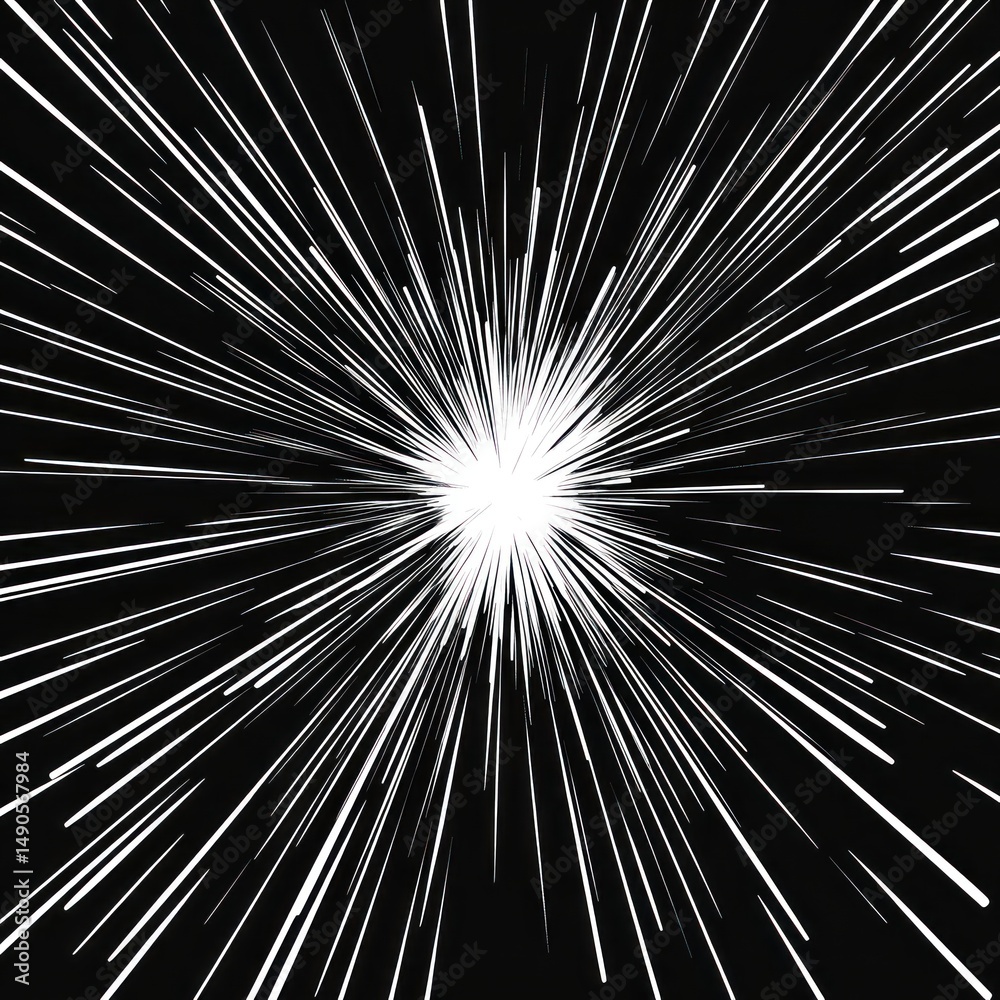 Obraz premium Abstract Explosion of Light Rays: A Monochromatic Burst of Energy