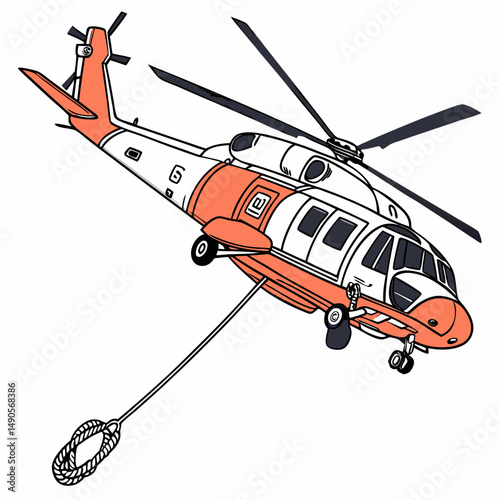 Coast guard helicopter rescue operation aerial view