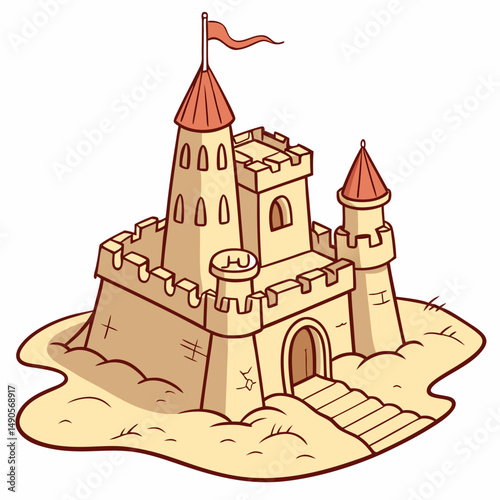 Majestic sandcastle on beach summer fun