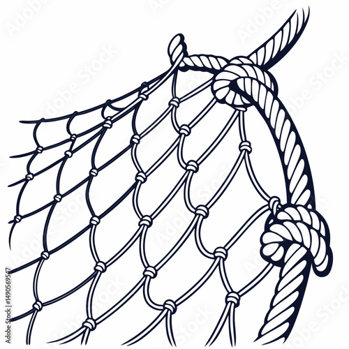 Nautical rope netting knotted design element