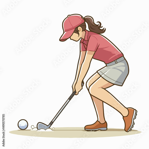 illustration of a woman playing golf
